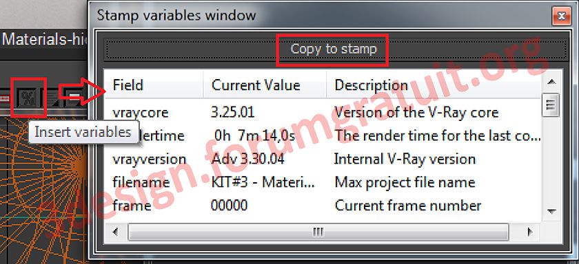 VRay Frame buffer  ==> Frame stamp 07-frame-stamp